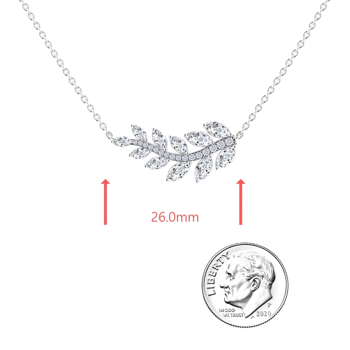 White Diamond Leaf Vine Necklace - Caryn