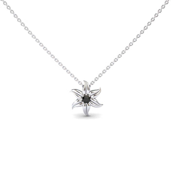Black Diamond Floral Swirl Necklace - Dara