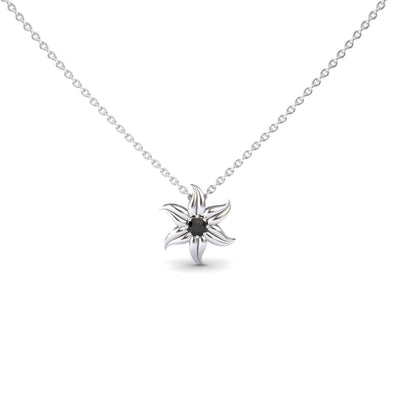 Black Diamond Floral Swirl Necklace