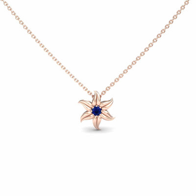 Blue Sapphire Floral Swirl Necklace