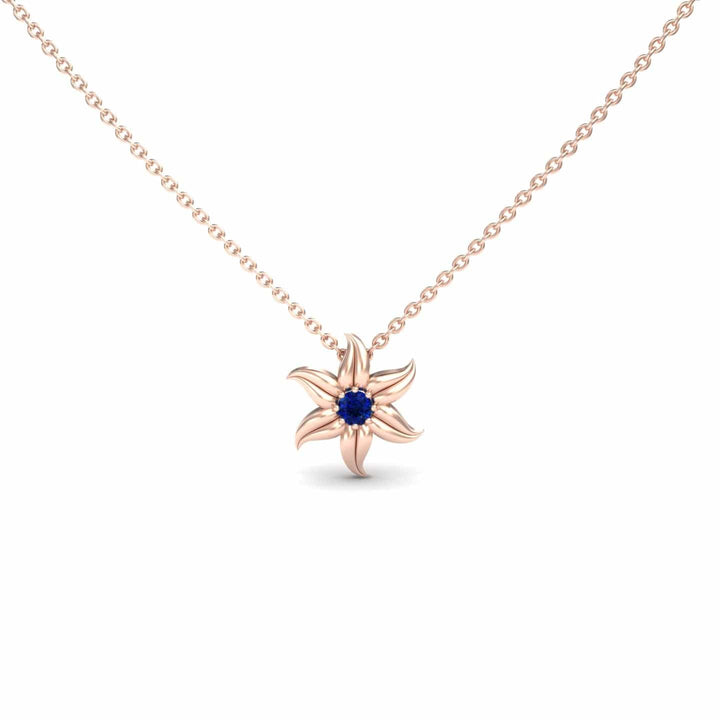 Blue Sapphire Floral Swirl Necklace - Dara