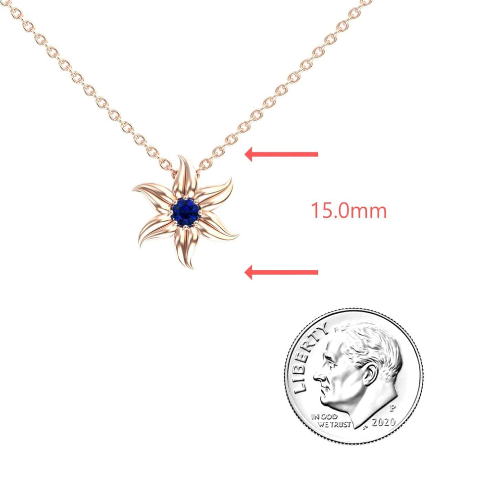 Blue Sapphire Floral Swirl Necklace - Dara