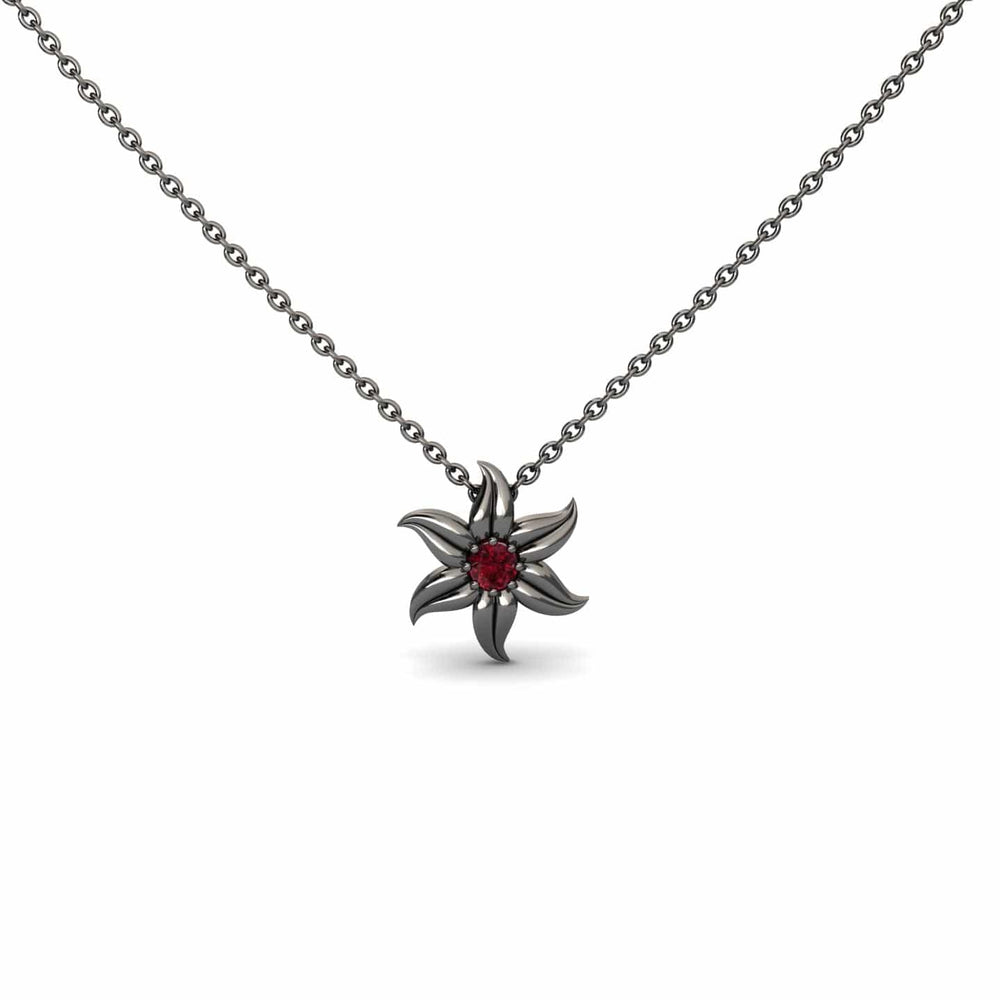 Ruby Floral Swirl Necklace - Dara