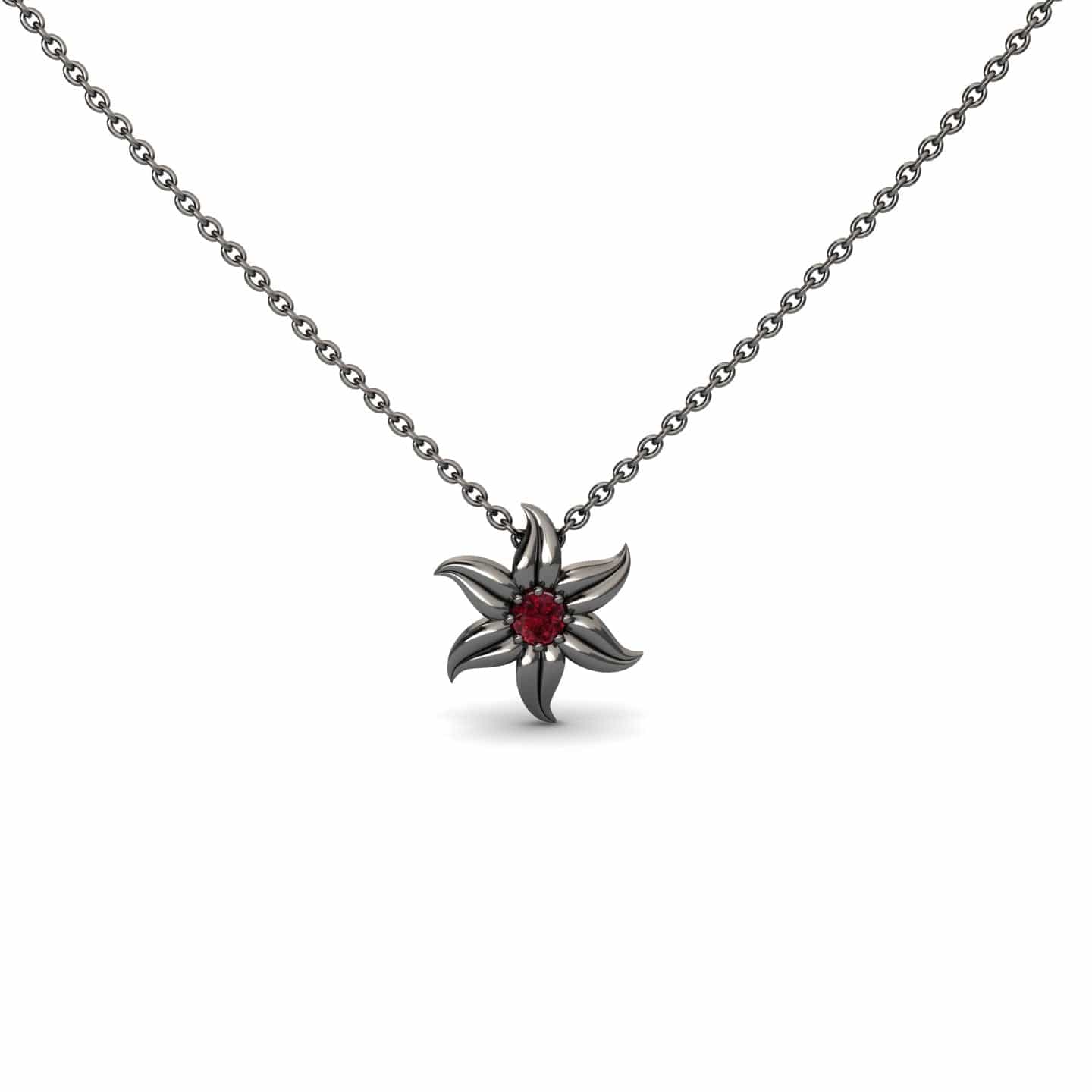 Ruby Floral Swirl Necklace - Dara