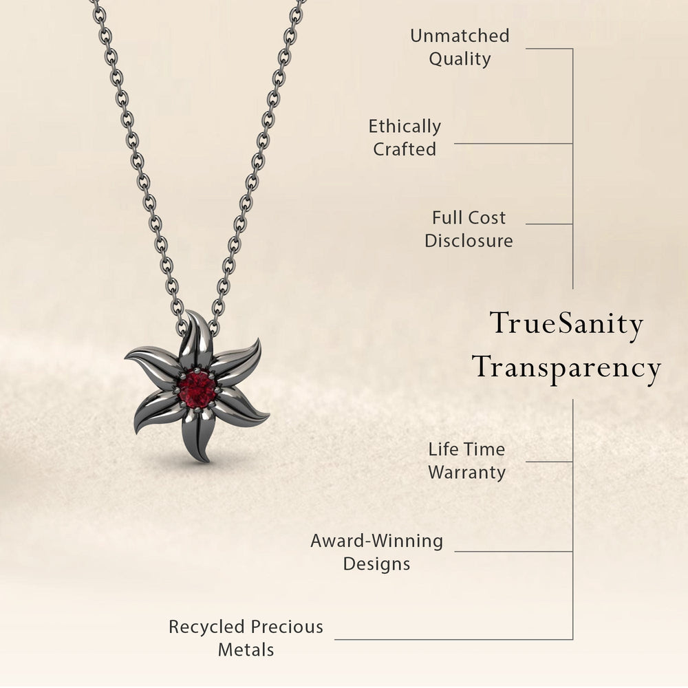 Ruby Floral Swirl Necklace - Dara