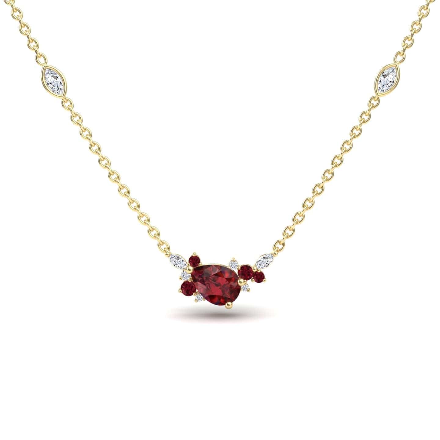 Ruby & Diamond Bouquet Necklace - Daria