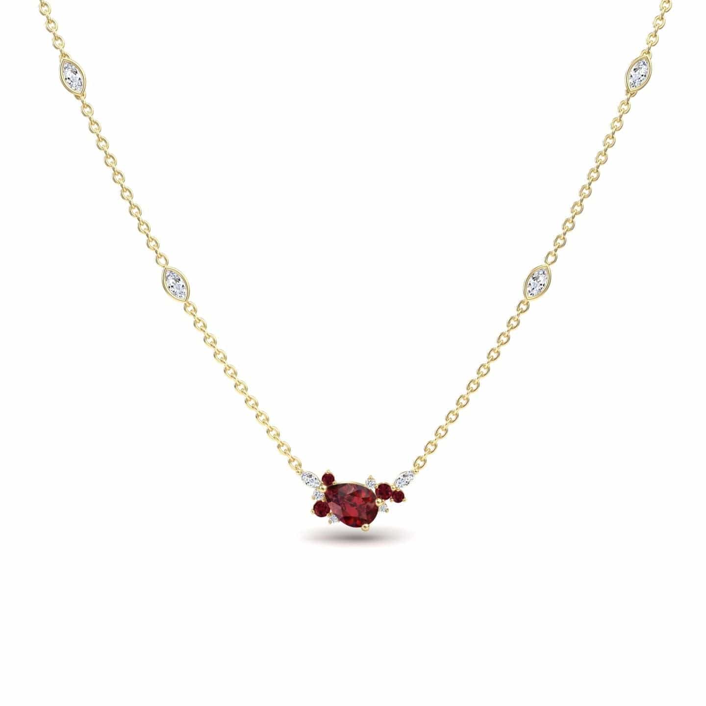 Ruby & Diamond Bouquet Necklace - Daria
