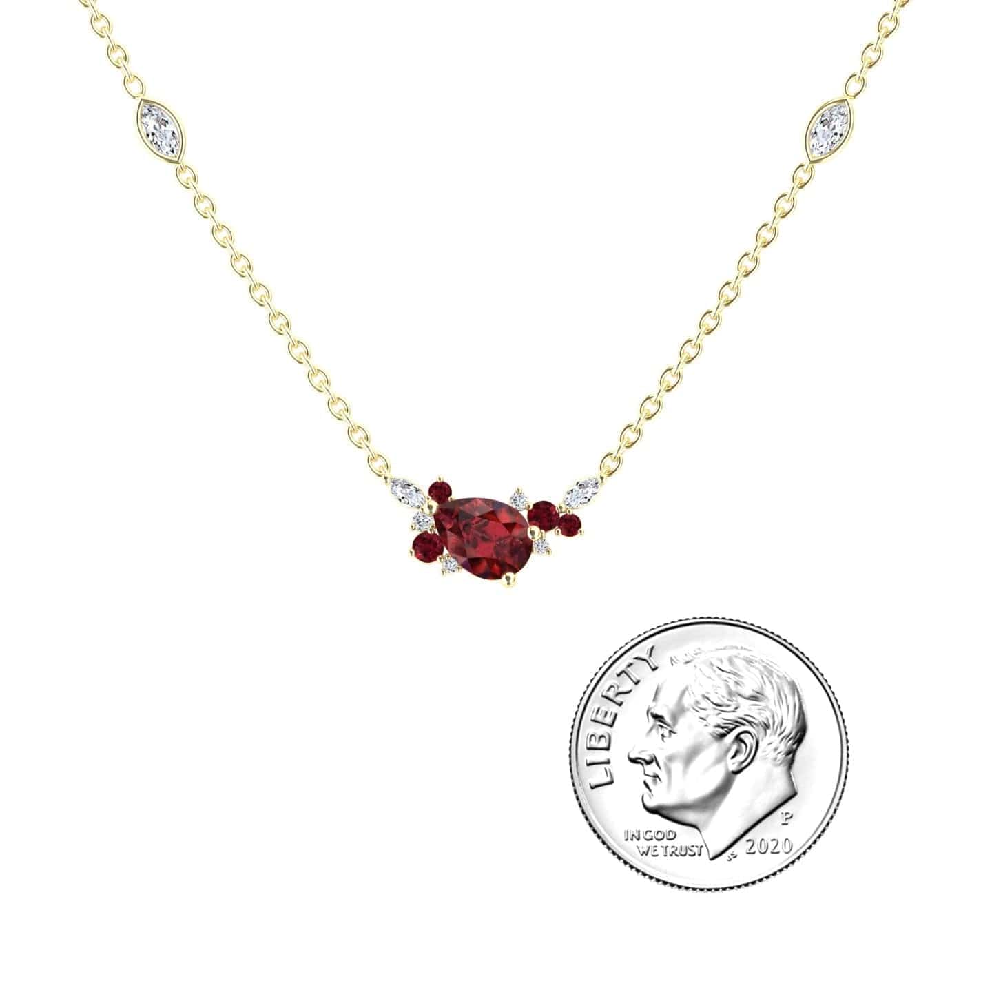 Ruby & Diamond Bouquet Necklace - Daria