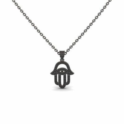 Black Diamond Hamsa Necklace