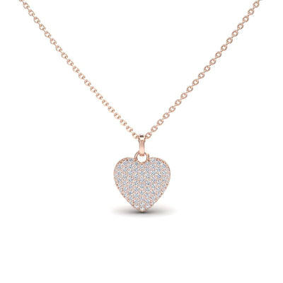 White Diamond Pave Heart Necklace