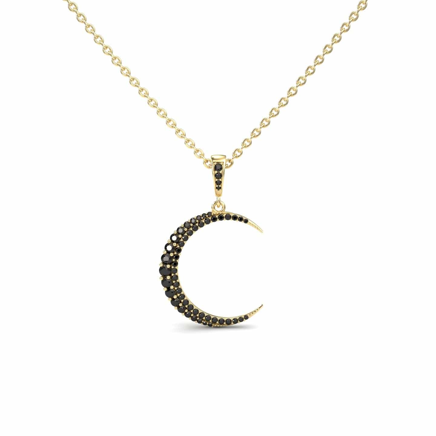 Black Diamond Crescent Moon Necklace - Karen
