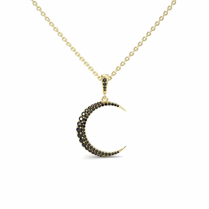Black Diamond Crescent Moon Necklace - Karen