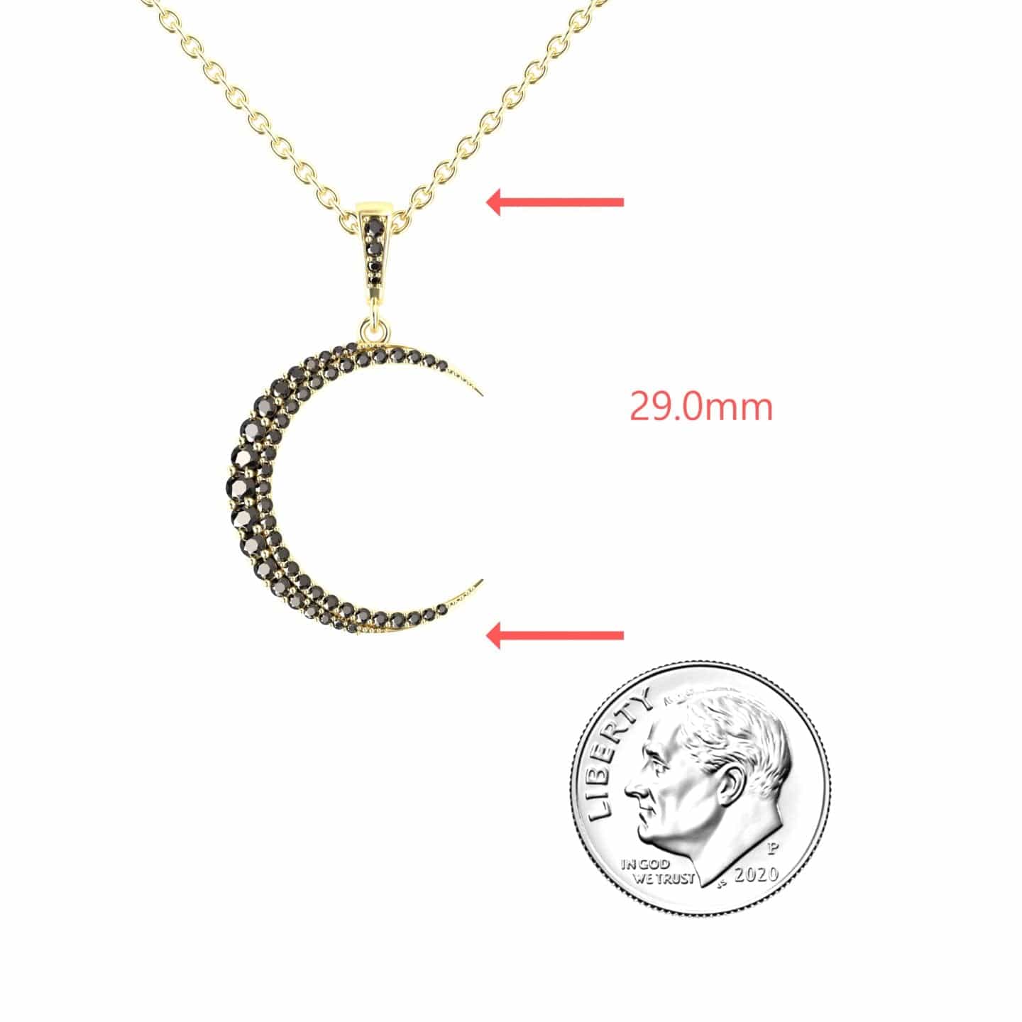 Black Diamond Crescent Moon Necklace - Karen