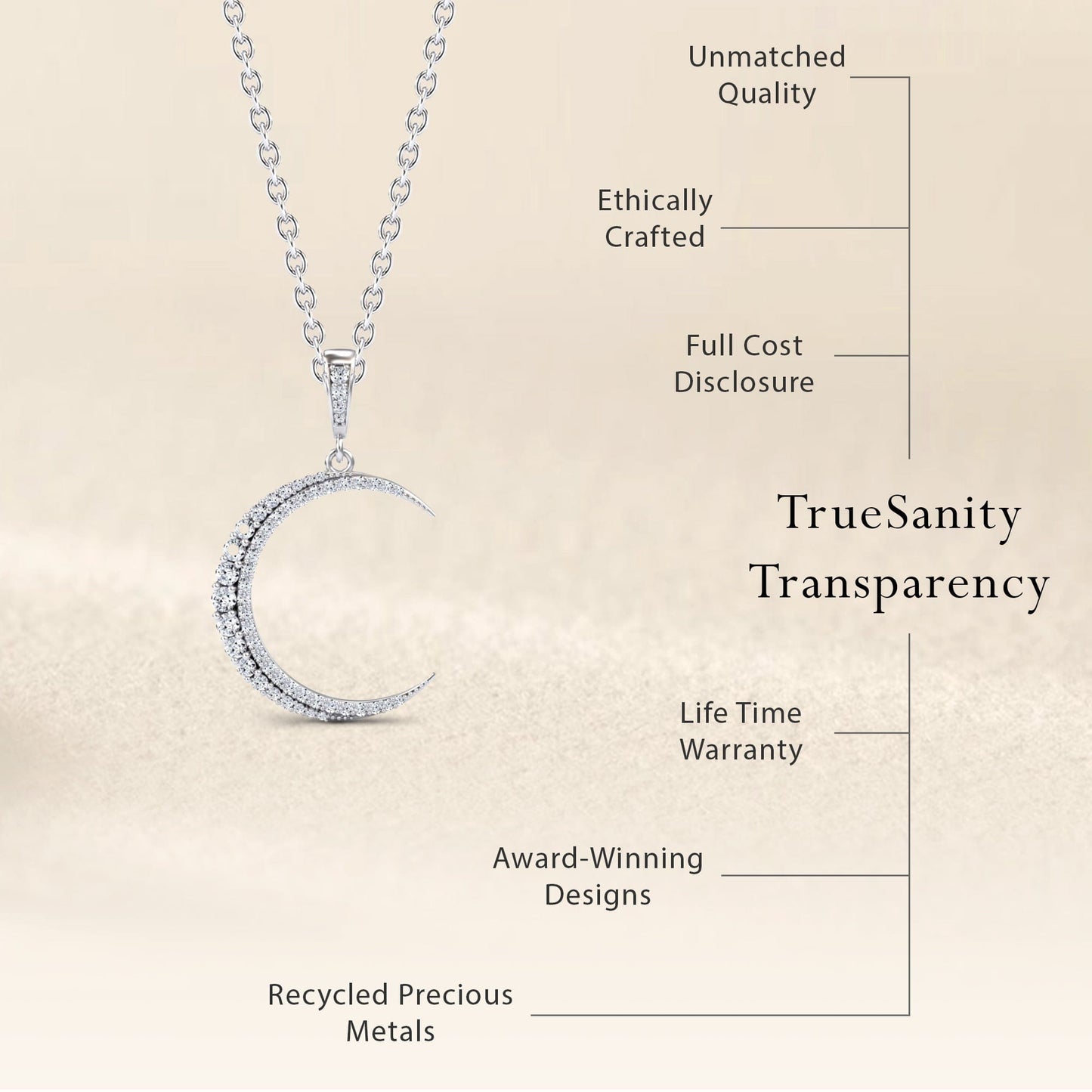 Diamond Crescent Moon Necklace - Karen