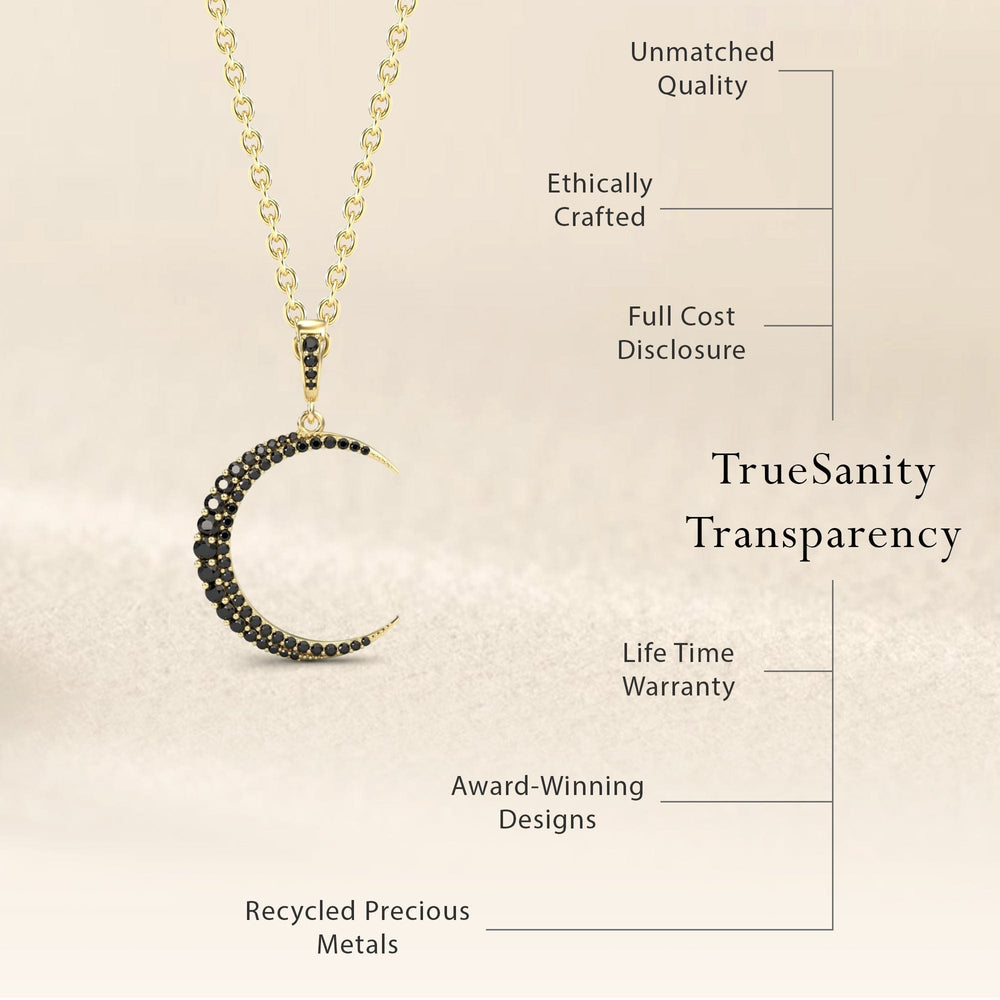 Black Diamond Crescent Moon Necklace - Karen