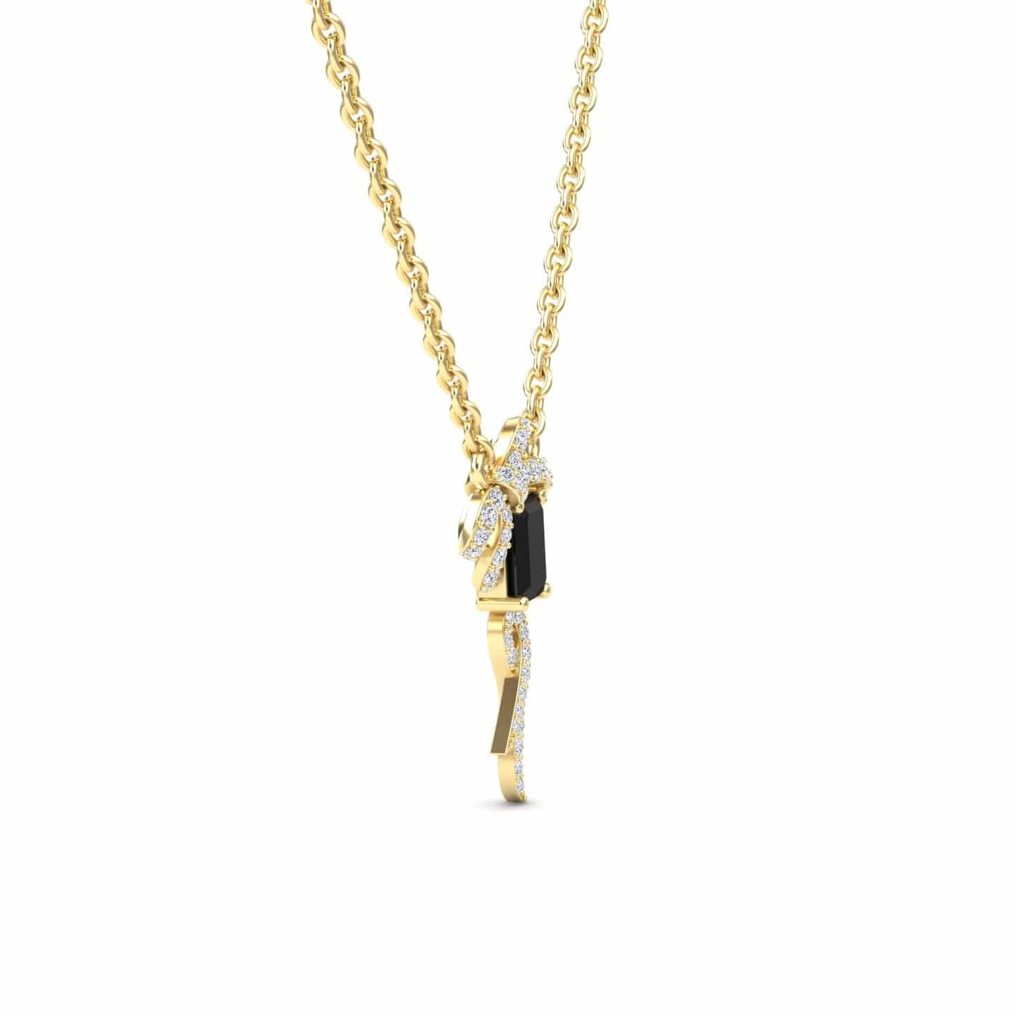 Black & White Diamond Bow Ribbon Necklace - Meiling