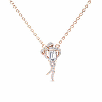 Lab Grown White Diamond Bow Ribbon Necklace - Meiling