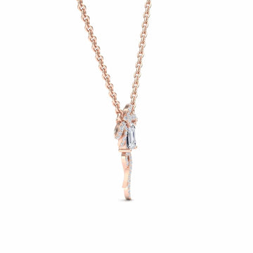Lab Grown White Diamond Bow Ribbon Necklace - Meiling