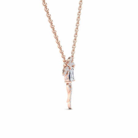 Lab Grown White Diamond Bow Ribbon Necklace - Meiling