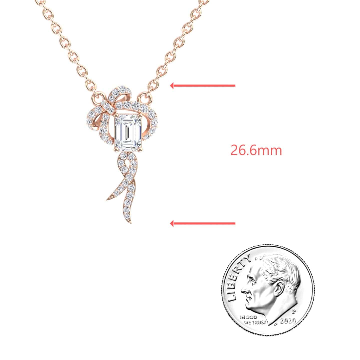 Lab Grown White Diamond Bow Ribbon Necklace - Meiling