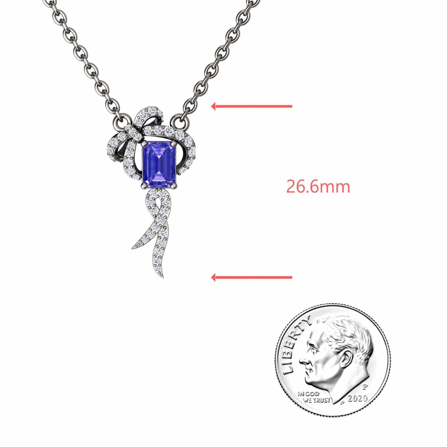 Tanzanite & Diamond Bow Ribbon Necklace - Meiling