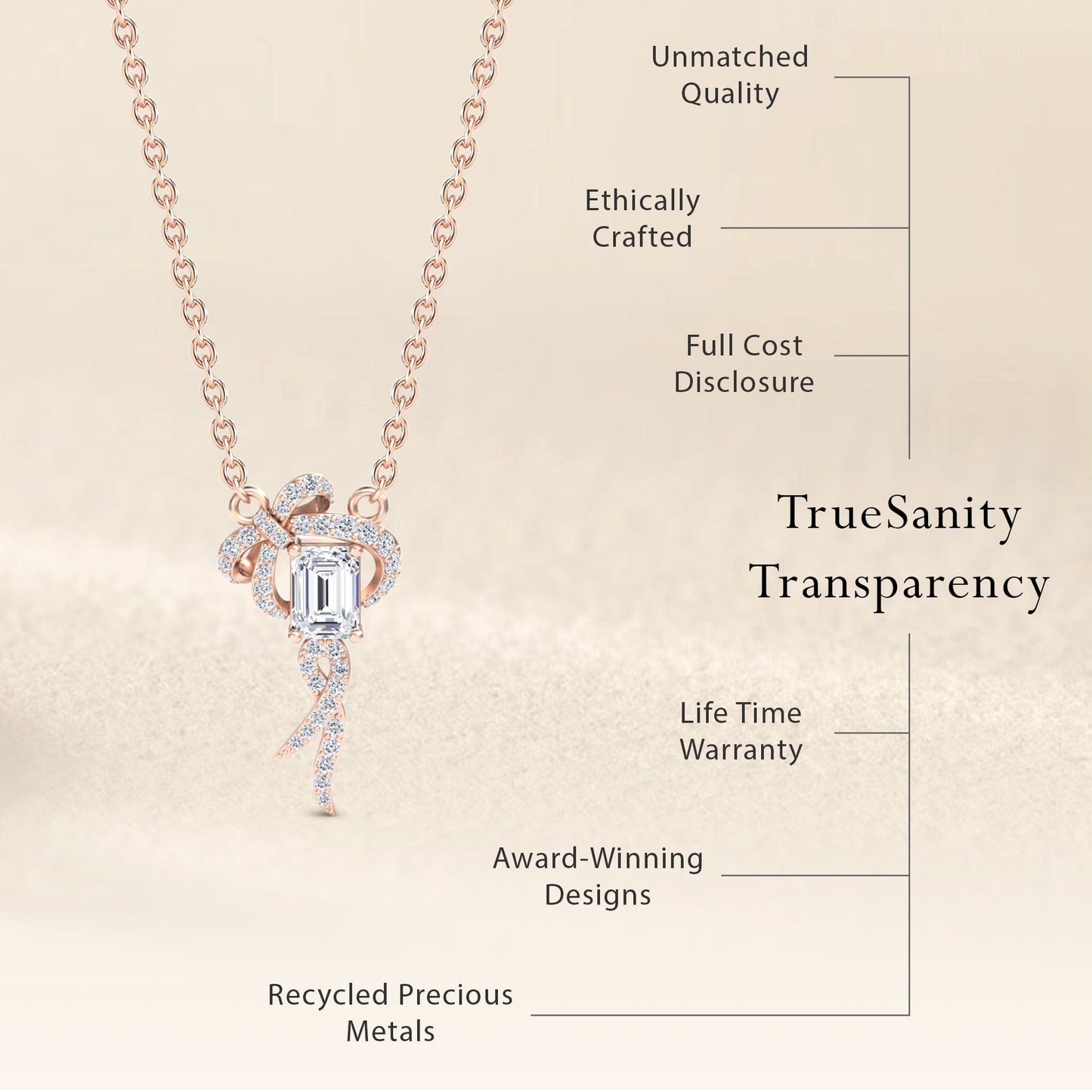 Lab Grown White Diamond Bow Ribbon Necklace - Meiling