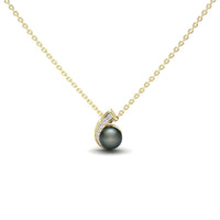 Tahitian Pearl & Diamond Swirl Necklace - Naomi