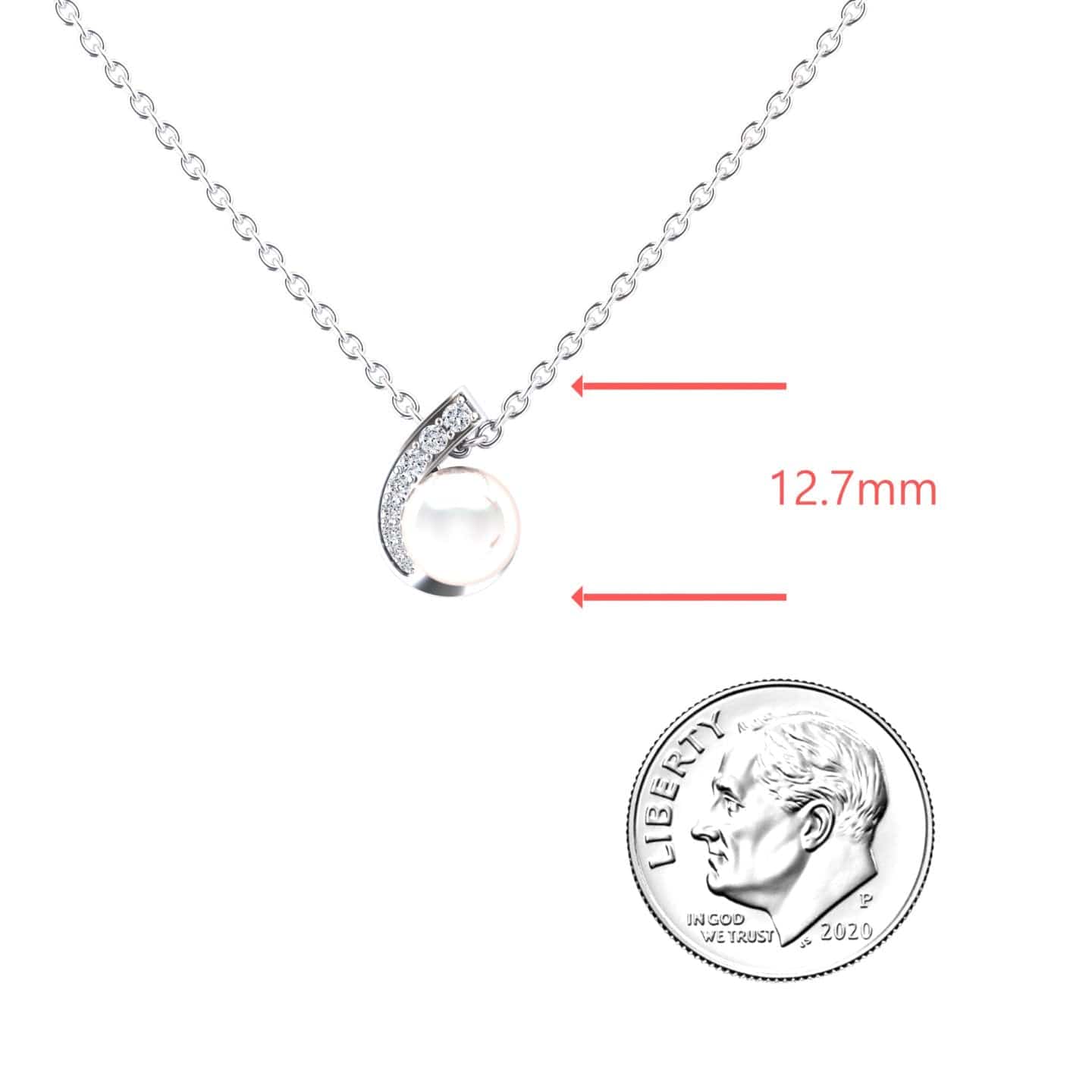 White Akoya Pearl & Diamond Swirl Necklace - Naomi