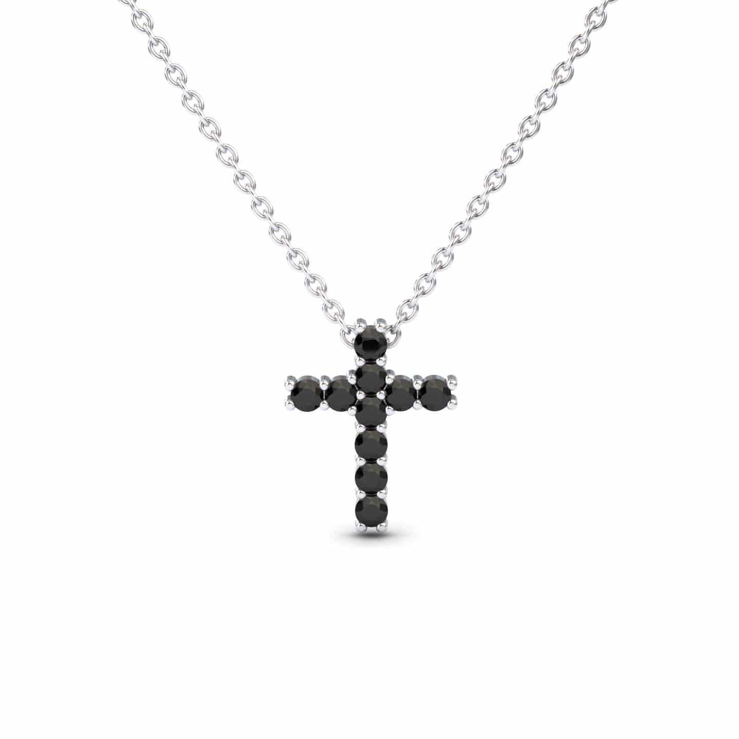 Black Diamond Cross Classic Prong Set Necklace - Pranita