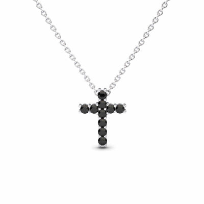 Black Diamond Cross Classic Prong Set Necklace