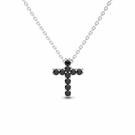 Black Diamond Cross Classic Prong Set Necklace - Pranita