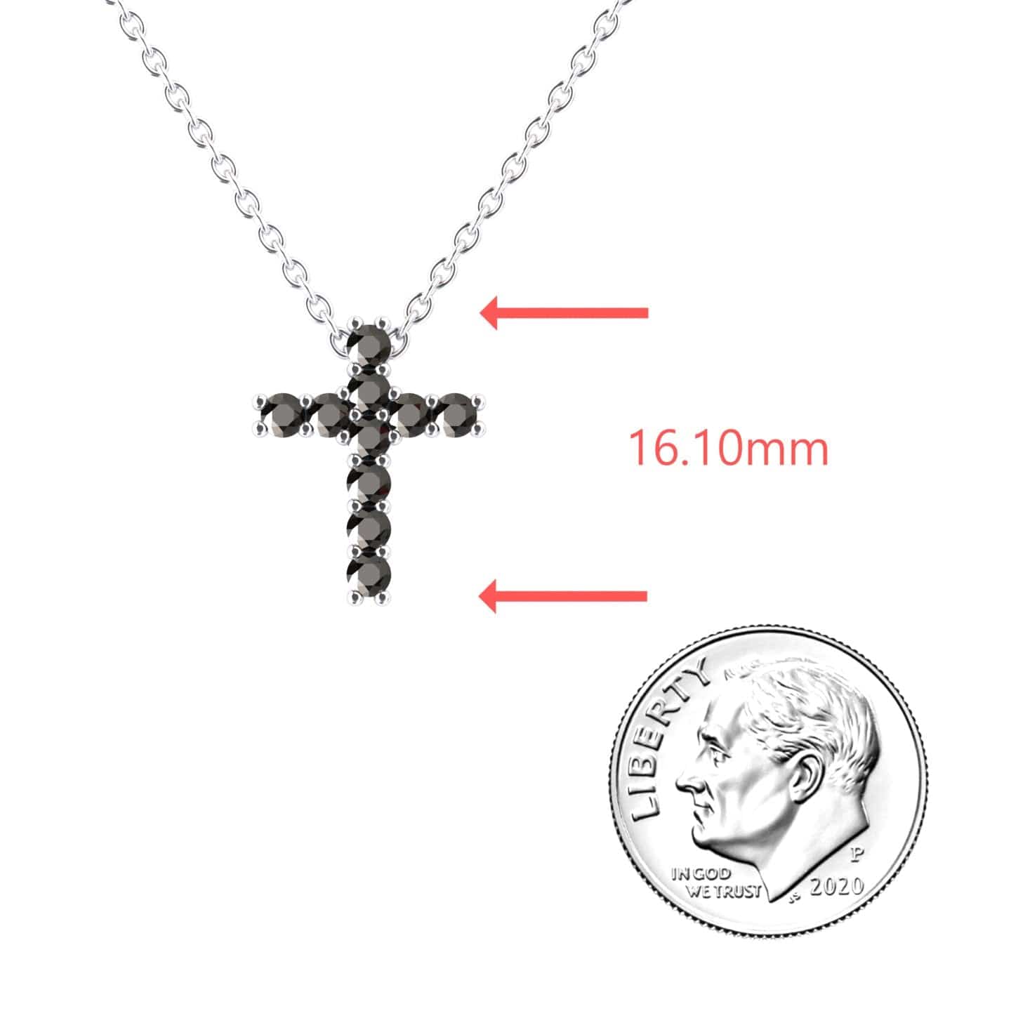 Black Diamond Cross Classic Prong Set Necklace - Pranita