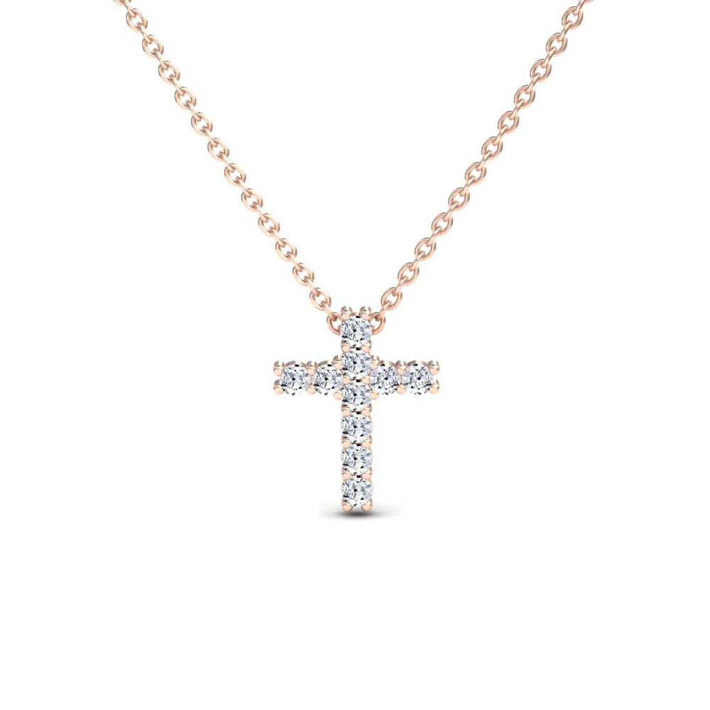 White Diamond Cross Classic Prong Set Necklace - Pranita