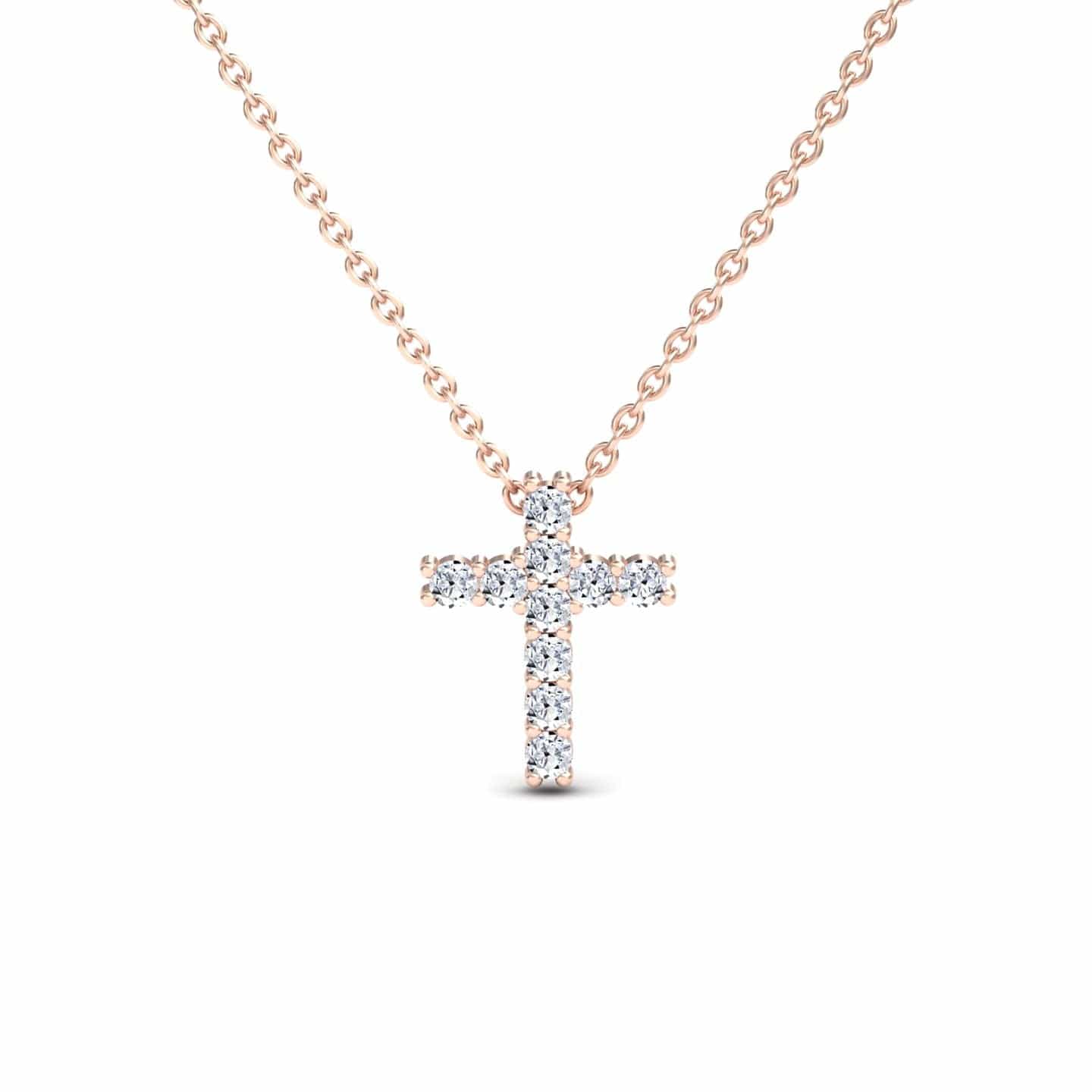 White Diamond Cross Classic Prong Set Necklace - Pranita