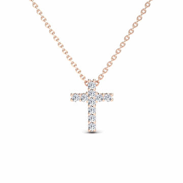 White Diamond Cross Classic Prong Set Necklace - Pranita
