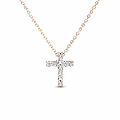 White Diamond Cross Classic Prong Set Necklace