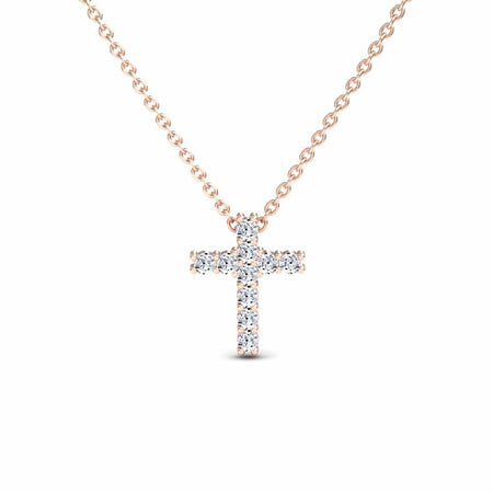 White Diamond Cross Classic Prong Set Necklace - Pranita