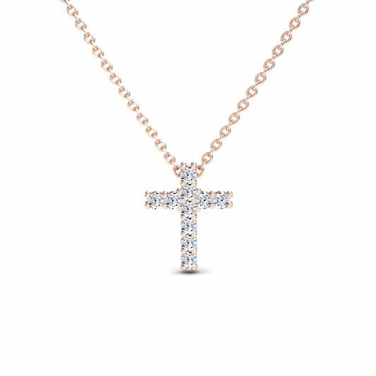 White Diamond Cross Classic Prong Set Necklace - Pranita