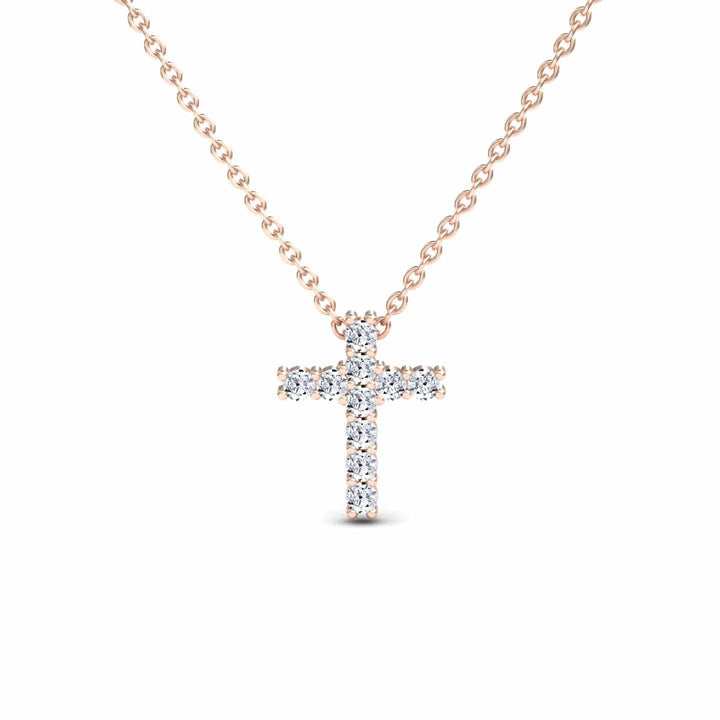 White Diamond Cross Classic Prong Set Necklace - Pranita