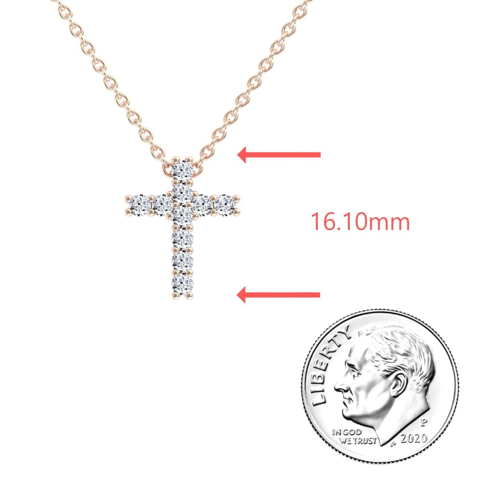 White Diamond Cross Classic Prong Set Necklace - Pranita