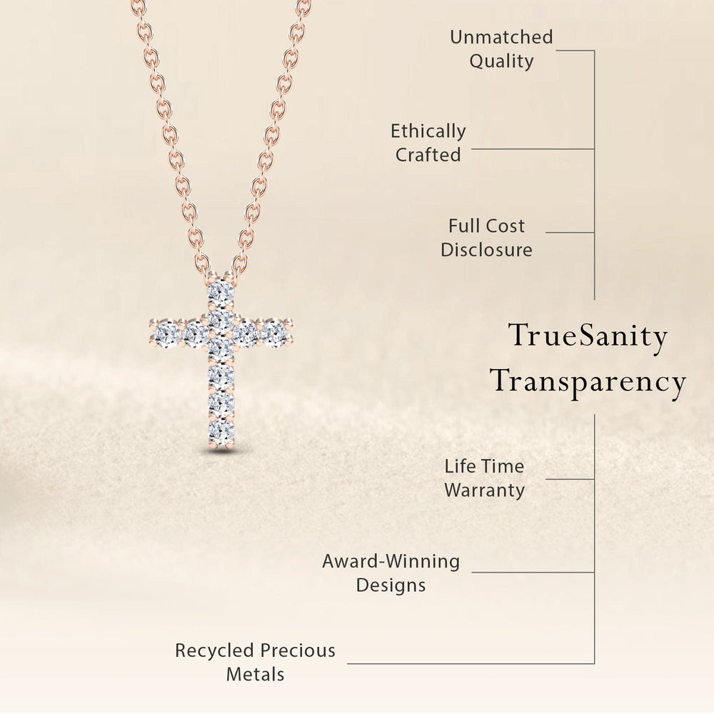 White Diamond Cross Classic Prong Set Necklace - Pranita