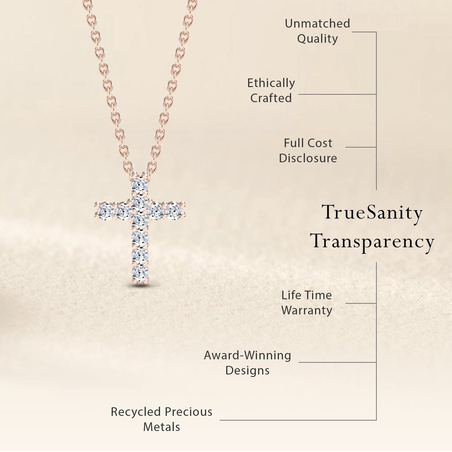 White Diamond Cross Classic Prong Set Necklace - Pranita