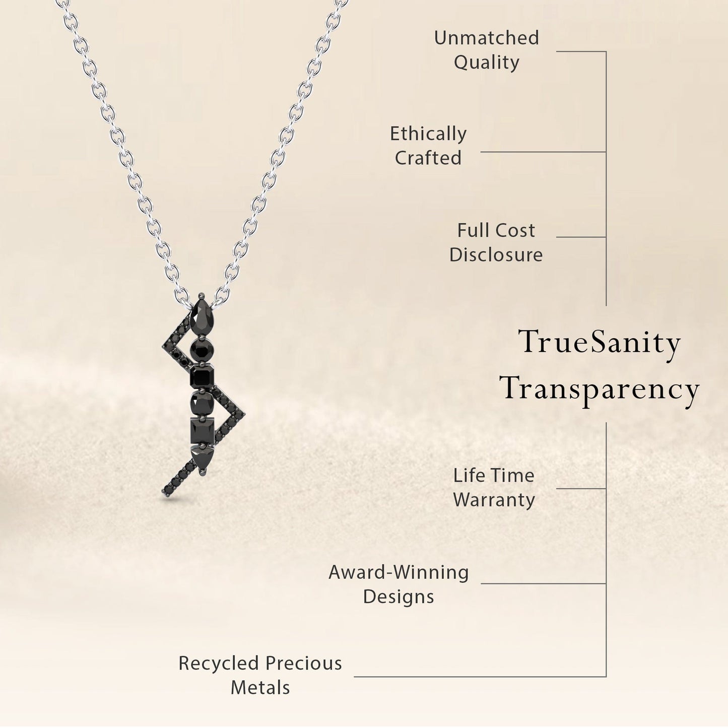 Black Diamond Lightning Bolt Necklace - Tanya