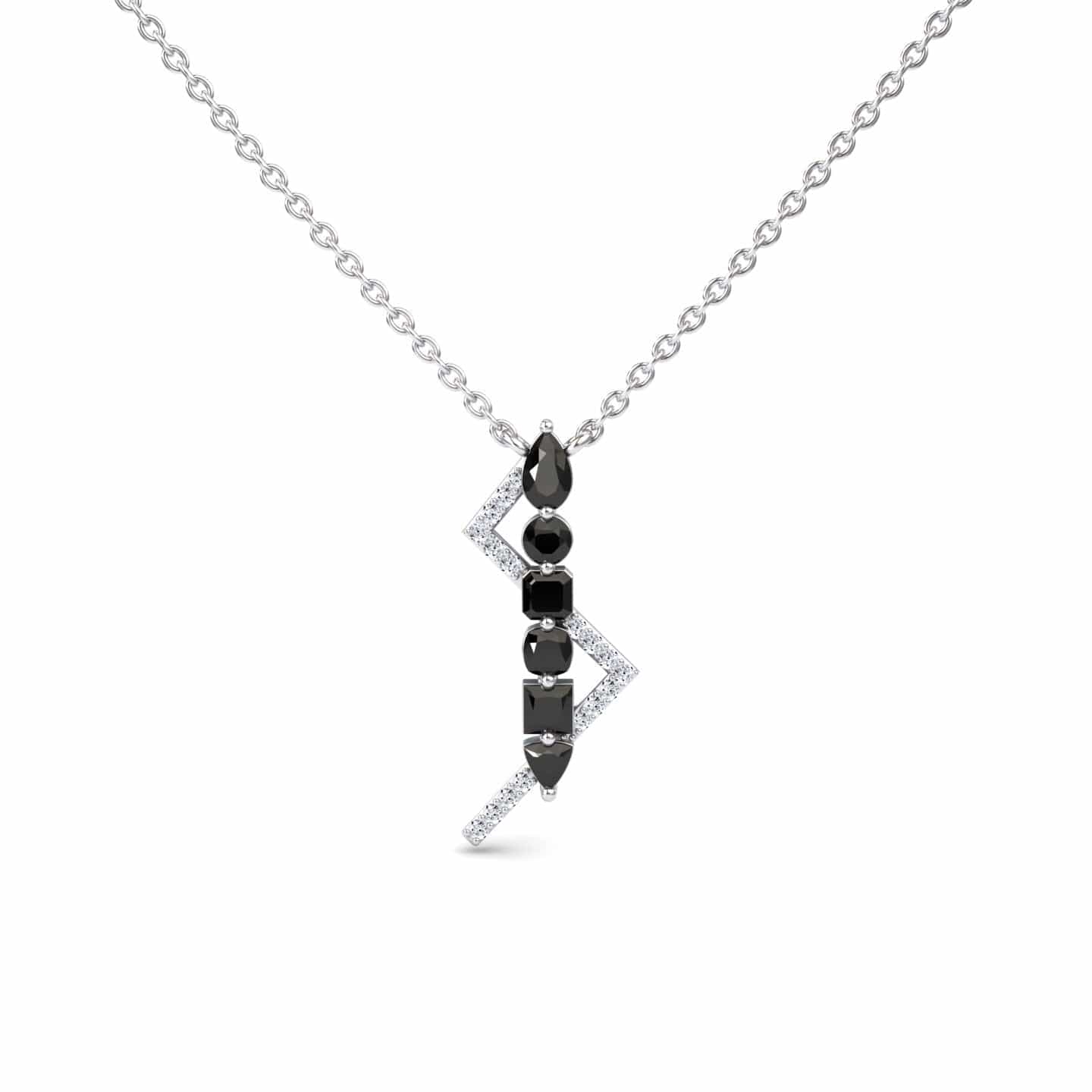 Black & White Diamond Lightning Bolt Necklace - Tanya
