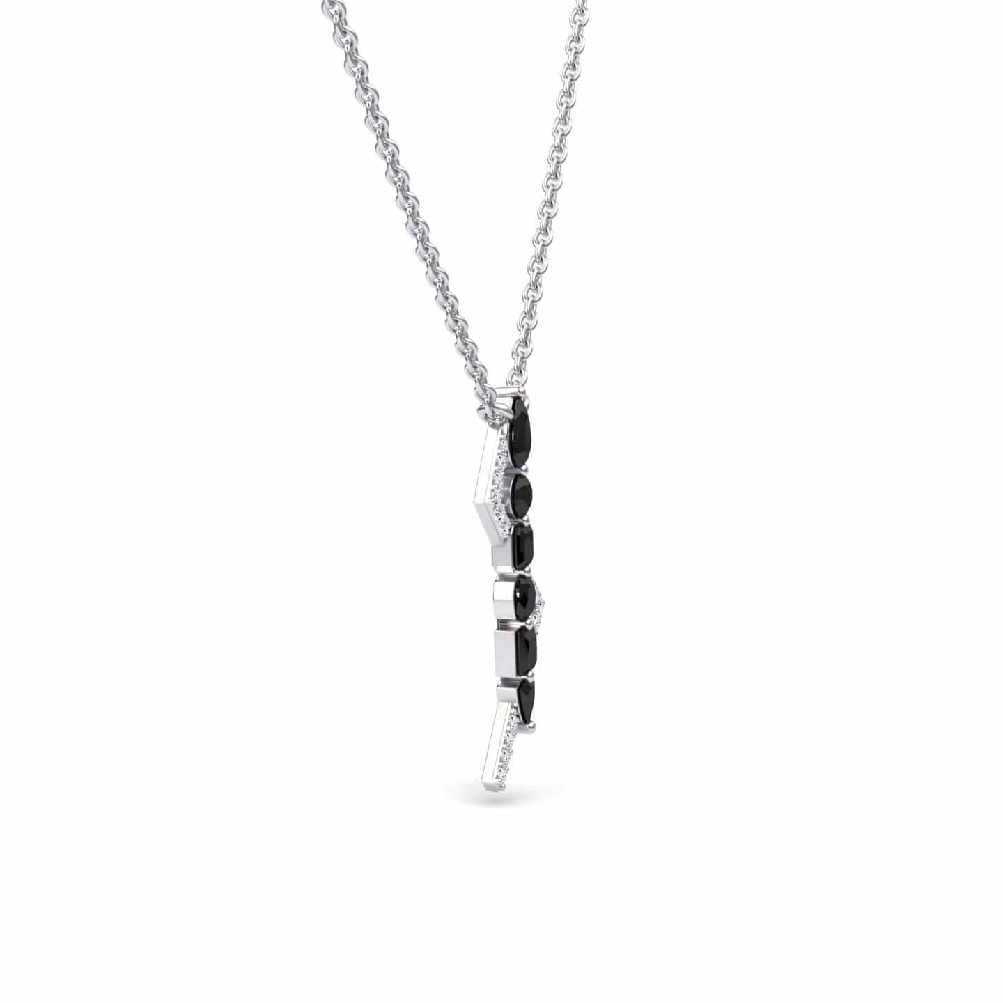Black & White Diamond Lightning Bolt Necklace - Tanya