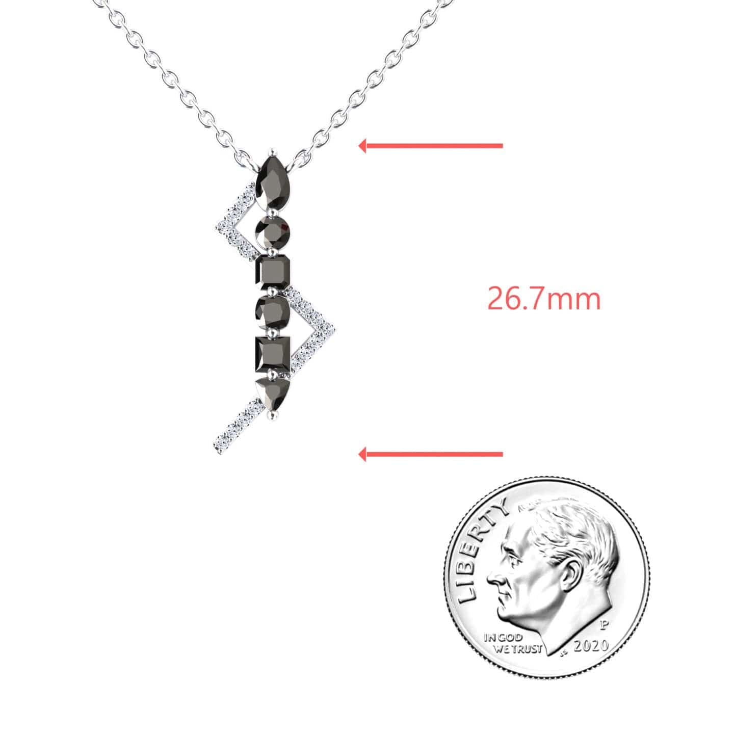 Black & White Diamond Lightning Bolt Necklace - Tanya