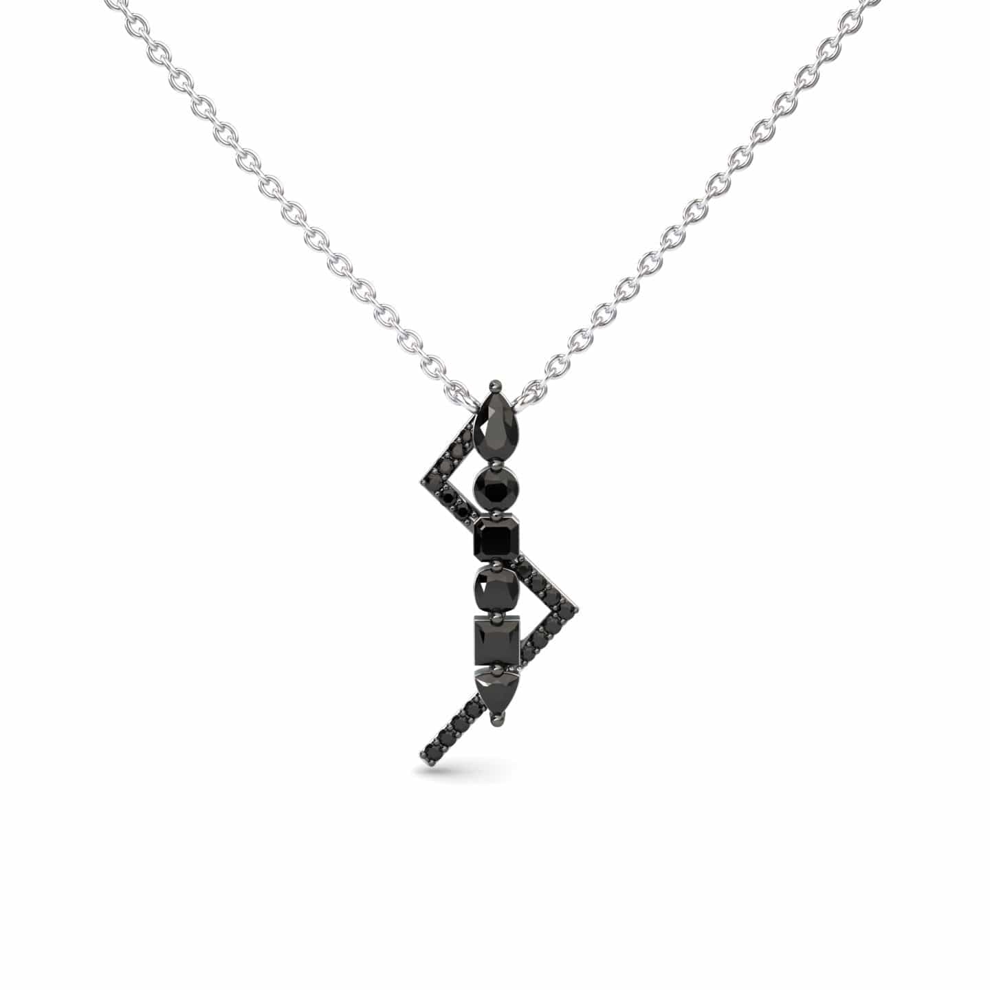 Black Diamond Lightning Bolt Necklace - Tanya