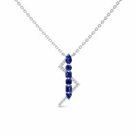 Blue Sapphire & Diamond Lightning Bolt Necklace - Tanya