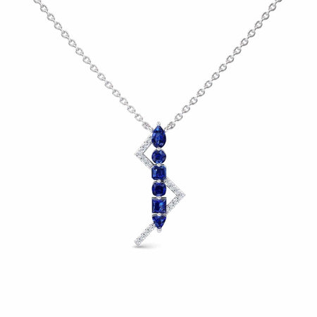 Blue Sapphire & Diamond Lightning Bolt Necklace - Tanya