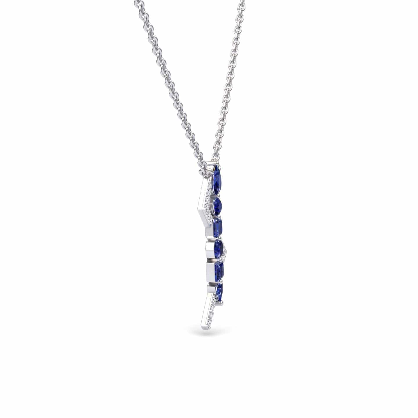 Blue Sapphire & Diamond Lightning Bolt Necklace - Tanya